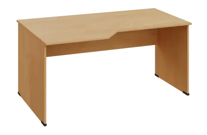 EZL 18 - 166 stůl kancelářský, rohový, levý, dřevěná podnož, deska 18 mm, široký 1600 mm, javor horský